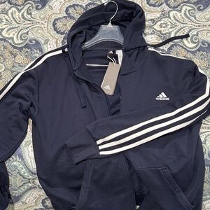 ADIDAS Men's NAVY BLUE 3-Stripes Full-Zip Hoodie NWT